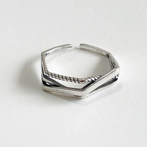 925 Sterling Silver Woven Adjustable Ring Vintage Geometric Twisted Rope Band Jewelry For Women
