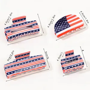 Detailed size and weight specs for large US flag pattern hair claw clips set
