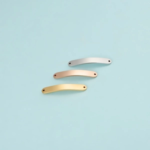 DIY curved rectangle connector pendants in silver, rose gold and gold stainless steel