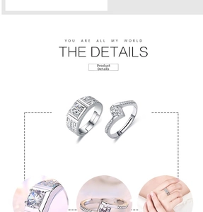 Macro detail of silver tone couple rings with geometric engraving and sparkling zircon stone