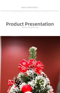 Close-up of red snowflake bow with snowy pine needles, pine cones and red berries decor