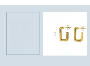 Details zu Abmessungen der 21x13mm quadratischen Ohrringe aus 18K vergoldetem Edelstahl