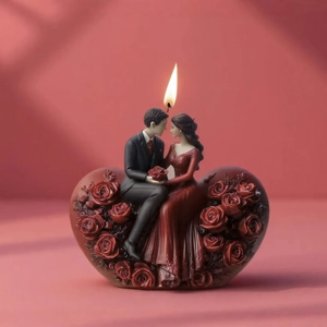 Heart Silicone Candle Mold 3D Rose Flower Wedding Couple DIY Aromatherapy Plaster Ornament Romantic Craft