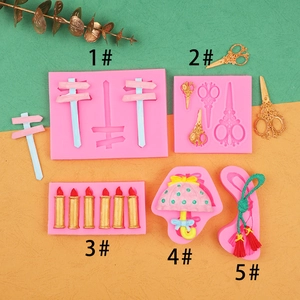 DIY silicone molds featuring signpost, scissors, candle, umbrella, and tassel designs