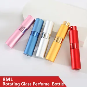 Flacone Atomizzatore Di Profumo Ricaricabile Portatile Guscio In Alluminio Interno In Vetro Spray Rotante Viaggi Metallico