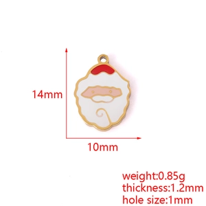 Macro detail of Santa Claus enamel pendant in 18K gold plating with 14x10mm size specs