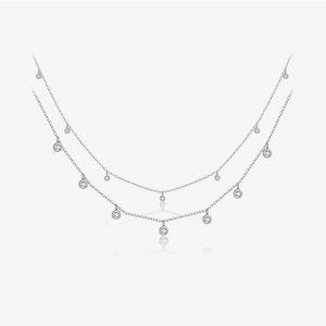 925 Sterling Silver Rhinestone Round Pendant Necklace For Women Adjustable Layering Clavicle Chain Jewelry Elegant Fashion Gift