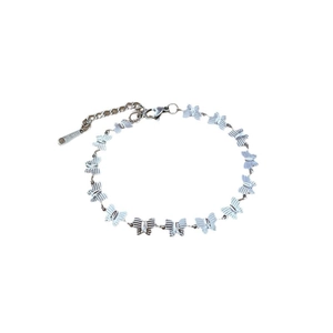 Minimalist silver butterfly chain bracelet in stainless steel with adjustable length link