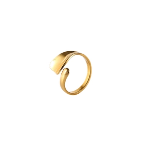 Polished 18K gold plated stainless steel irregular open ring with geometric design