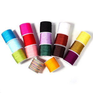 Detailed view of 17 colors of 0.8mm braided nylon cords for DIY jewelry weaving