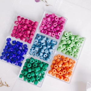 Colorful acrylic cylinder beads set in storage box for DIY jewelry and phone charms