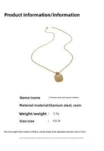 Spécifications de taille pour le collier en acier titane doré avec pierre œil de chat