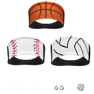 Three-pack sports headbands featuring basketball, baseball and volleyball textures