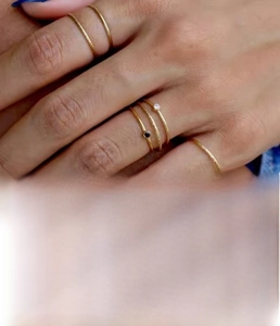 Detailed chart of 18K gold plated stainless steel rings with colorful birthstones