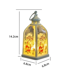 Detail view of a 14.2cm Christmas lantern featuring Santa Claus and warm LED light