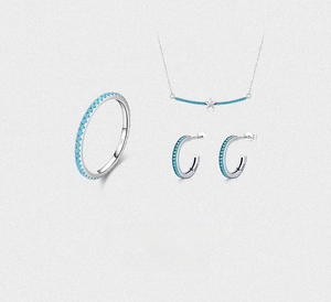 Detailed view of S925 sterling silver jewelry set featuring vintage turquoise gemstones