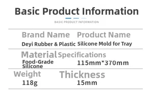 Spezifikationen der Silikonform für Paddel-Tabletts mit Maßen 115mm mal 370mm