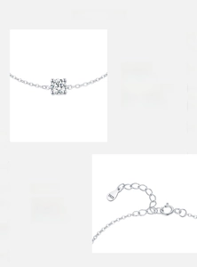 Macro detail of S925 sterling silver chain with a D color VVS1 Moissanite stone setting