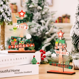 Décorations de Noël créatives en bois pour bureau avec vœux de fêtes pour la maison