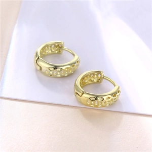 Bohemian hollow geometric hoop earrings in polished gold finish for women