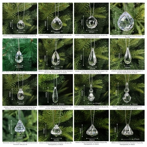 Various acrylic crystal ornaments with diverse shapes and sizes for holiday decorations