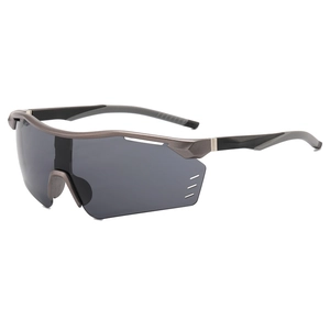 Sport cycling sunglasses with gunmetal frame and dark gray lenses for outdoor activities