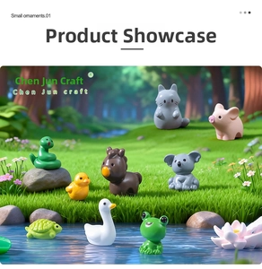 Miniature resin animals set for moss landscape garden with creative tiny duck and frog decor