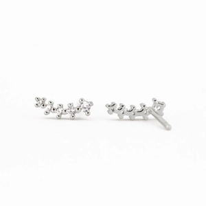 Close-up of S925 sterling silver stud earrings with marquise-cut white cubic zirconia