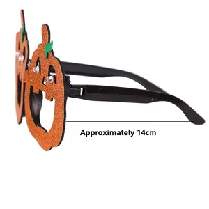 Halloween pumpkin party glasses with orange glitter frames and 14cm temple length