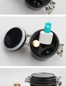 Airtight lash glue storage container with metal buckle and foam interior padding