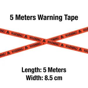 Nastro di avvertimento arancione da 5m con teschio e scritta Warning per Halloween