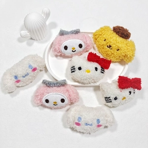 Plush Sanrio character accessories in soft teddy fleece for DIY crafts and hair decor