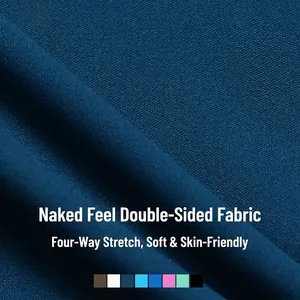 Navy blue naked-feeling yoga sports bra with soft skin-friendly four-way stretch fabric