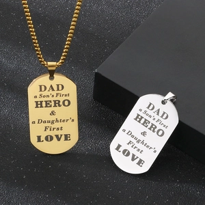 Gold and silver stainless steel Dad Hero military dog tag necklaces with bead chain