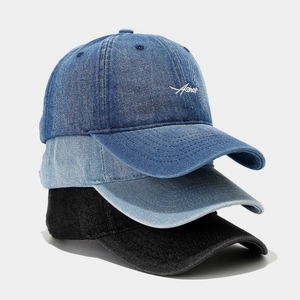 Classic denim baseball caps in blue and black with Asher embroidery for men and women