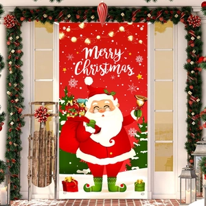 Christmas Santa Claus door banner decoration with Merry Christmas text for porch display