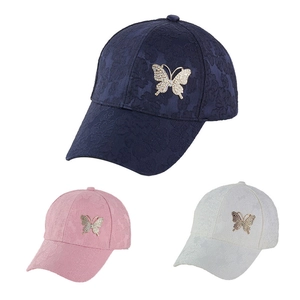 Women Baseball Cap Lace Jacquard Rhinestone Butterfly Sunscreen Outdoor Fashion Sun Hat For Ladies Elegant Breathable