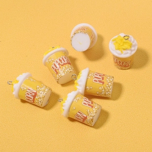 DIY resin popcorn bucket charms for jewelry making and phone case decoration set