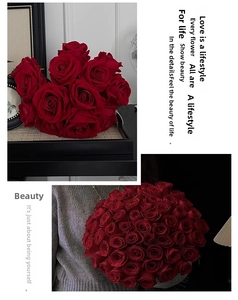 Macro detail of deep red velvet faux roses in round bouquet and loose arrangement