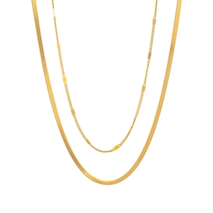 Minimalist double-layered gold snake chain necklace made of durable stainless steel
