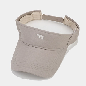 Breathable beige canvas sun visor hat with white polar bear embroidery for outdoor sports