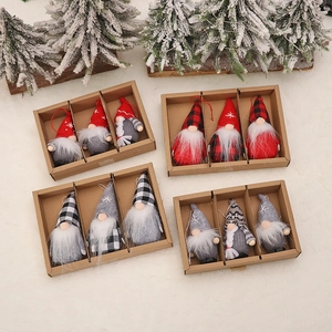 Christmas Gnomes Hanging Ornaments Knitted Plaid Faceless Doll Forest Man Xmas Tree Decorations Festive Home Decor