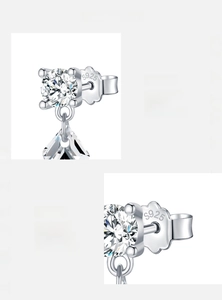 Detailed macro view of S925 sterling silver earring post with hallmark and 5A cubic zirconia