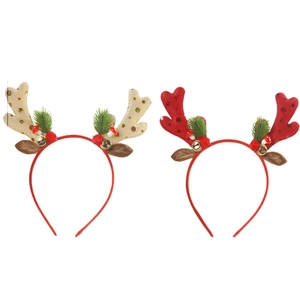 Christmas reindeer antler headbands with sequins and bells for party festive decoration