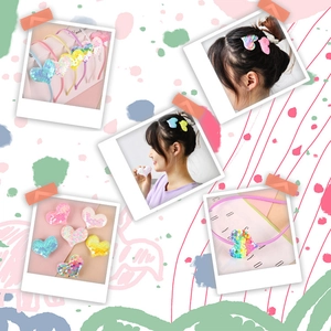 Accessoires de cheveux cœur à paillettes comprenant bandeaux et pinces colorés