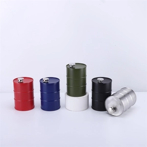 Camping stainless steel hip flasks in fuel tank shape available in five diverse colors