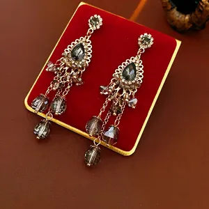 Vintage Bohemian Tassel Drop Earrings With 925 Sterling Silver Earring Post Copper Rhinestone Glass Beads Ethnic Style