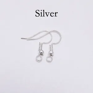 Detailed view of silver stainless steel earring hooks with bead and spring coil for DIY jewelry