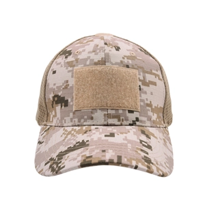 Tactical digital camouflage baseball cap with breathable mesh back and front hook-and-loop patch