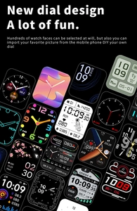 Detailed view of various colorful digital watch faces on the black smart watch screen